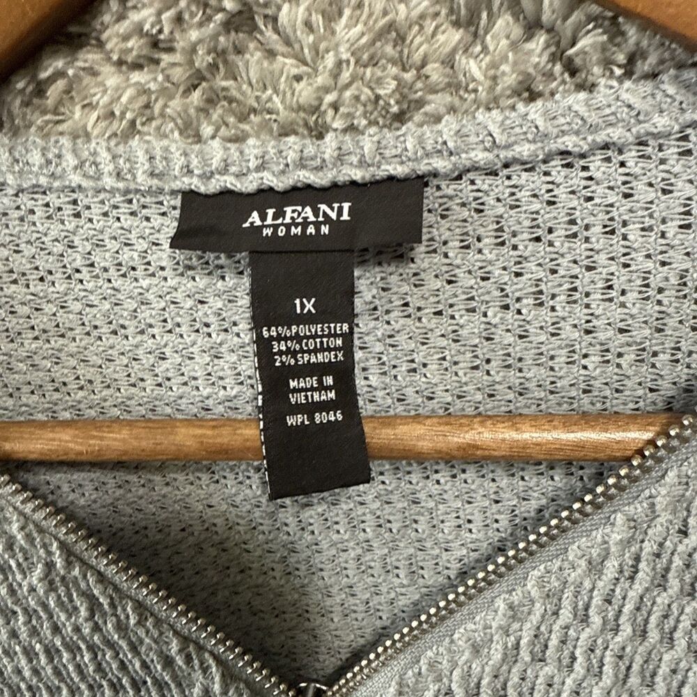 Alfani Woman 1X Knit Sweater Zipper Metallic Blouse Top Dolman Drop Sleeve - Picture 6 of 8